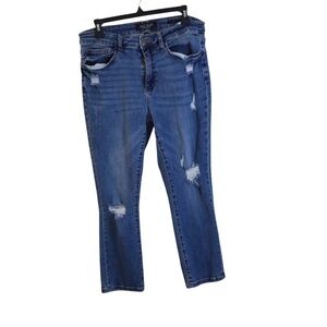 Judy Blue Jeans Womens 15/32  Stretch Capri Distressed Stretch Blue Denim